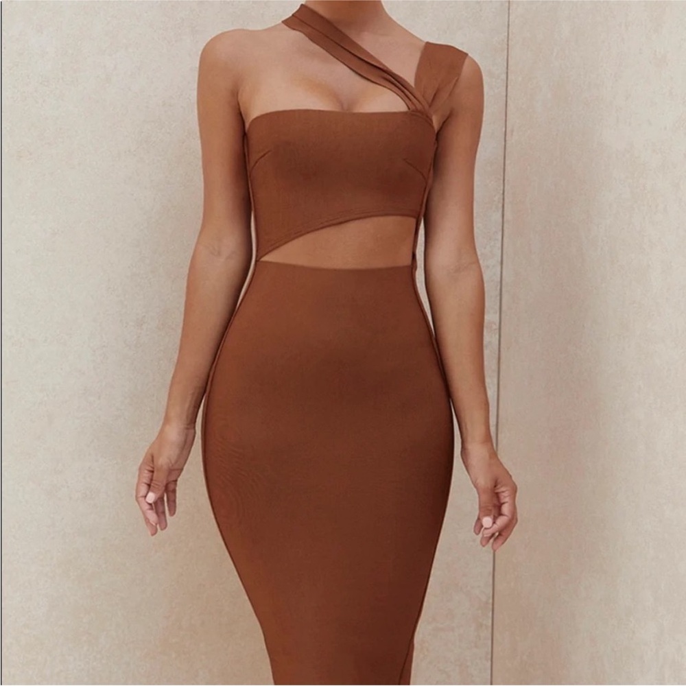 NWOT HOUSE OF CB AINA BROWN BANDAGE DRESS